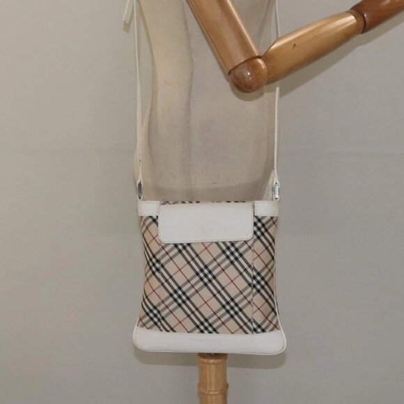 BURBERRY Nova Check Shoulder Bag Canvas Beige Silver Auth - Picture 1 of 16